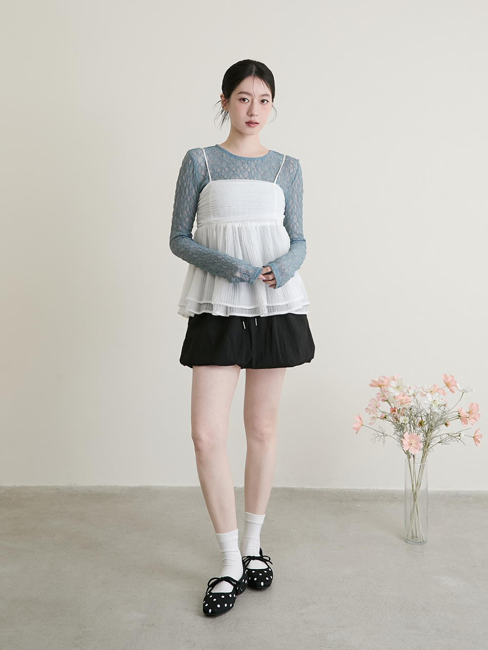 【3D零感雲織鞋】綁帶方頭瑪莉珍鞋 點點黑