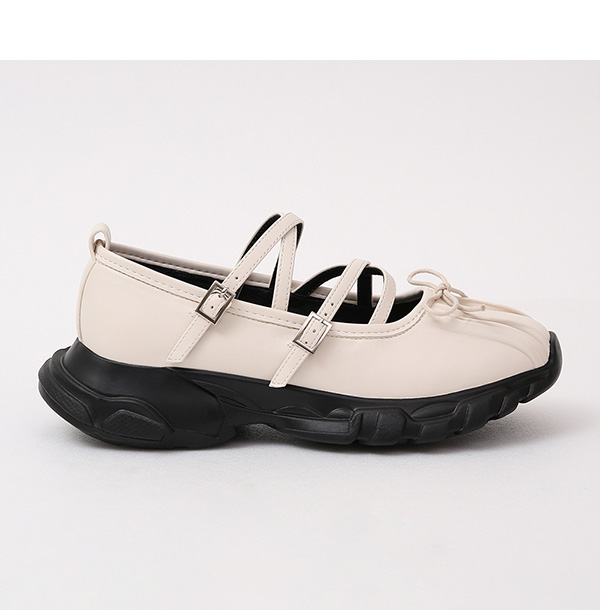Bowtie Cross-Straps Mary Jane Sneakers Vanilla