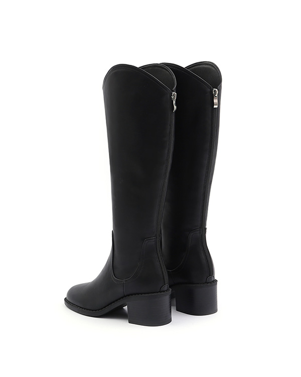 V-Cut Memory Foam Slim Long Boots Black