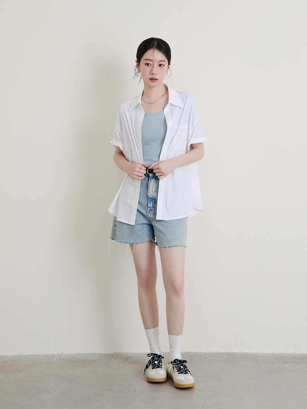 進化版2.0雙色鞋帶真皮德訓鞋 米白色