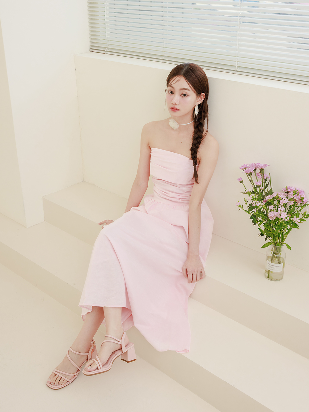 彩虹泡泡糖.泡芙軟墊細帶高跟涼鞋 粉