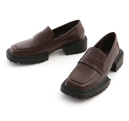 Track Sole Bulky Loafers Dark Brown