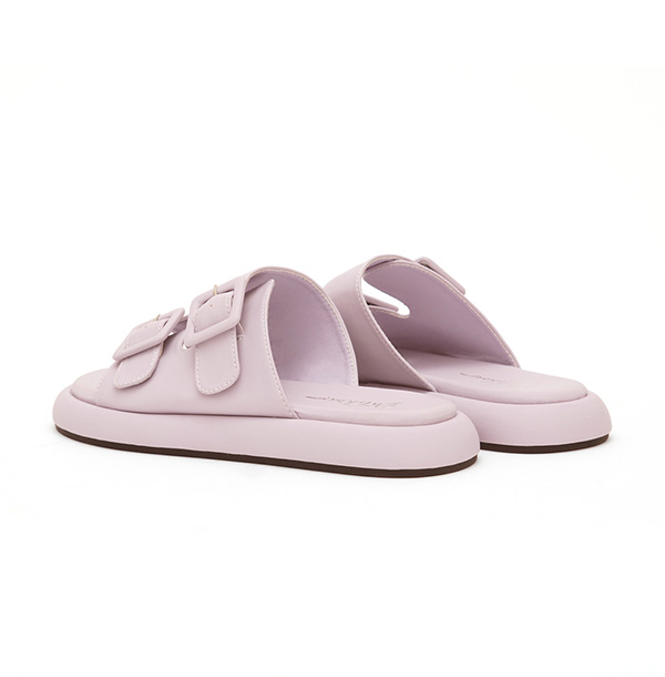 Pastel Square Buckle Cute Flat Sandals Lavender