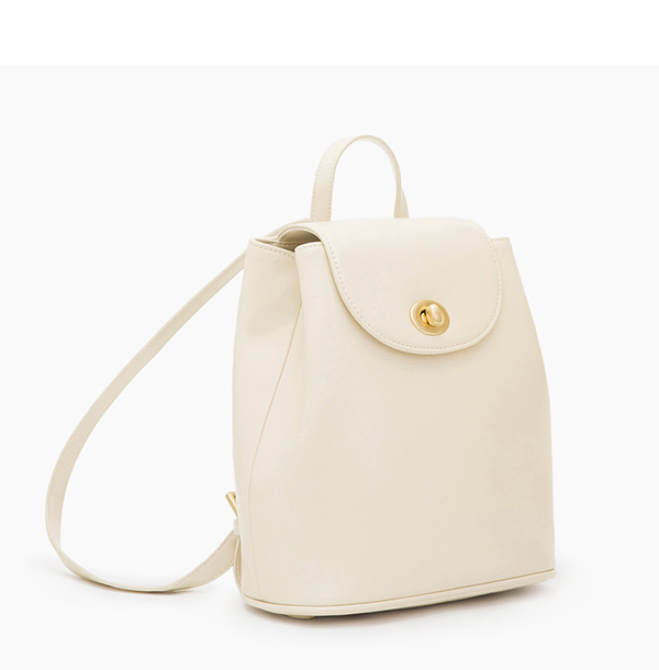 Retro Turn-Lock Backpack Beige