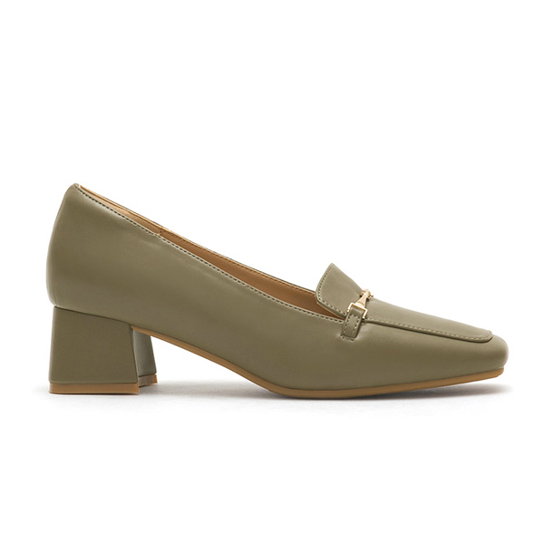 Horsebit Square-Toe Loafers Olive Green