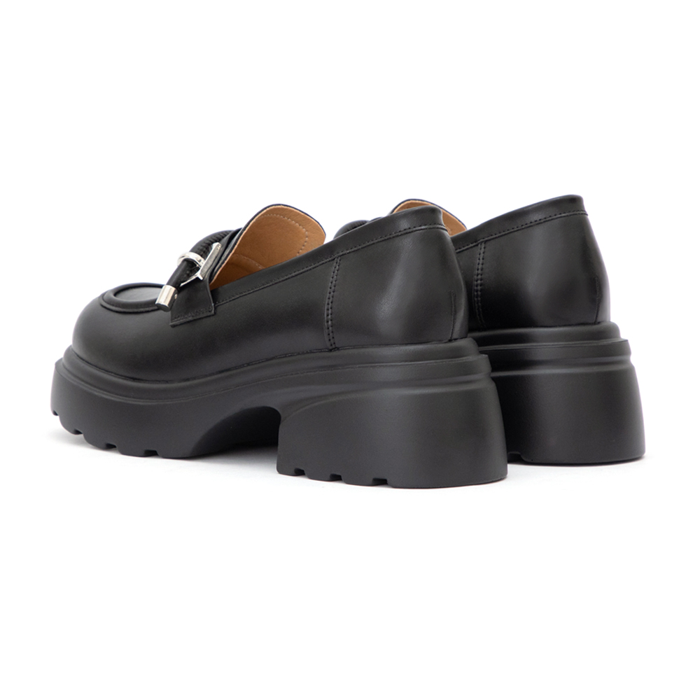 全日舒適小方塊厚底樂福鞋 黑色