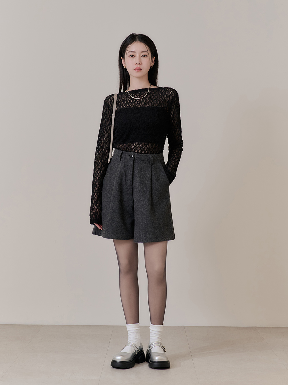 甜蜜愛心釦雙帶輕量瑪莉珍鞋 銀