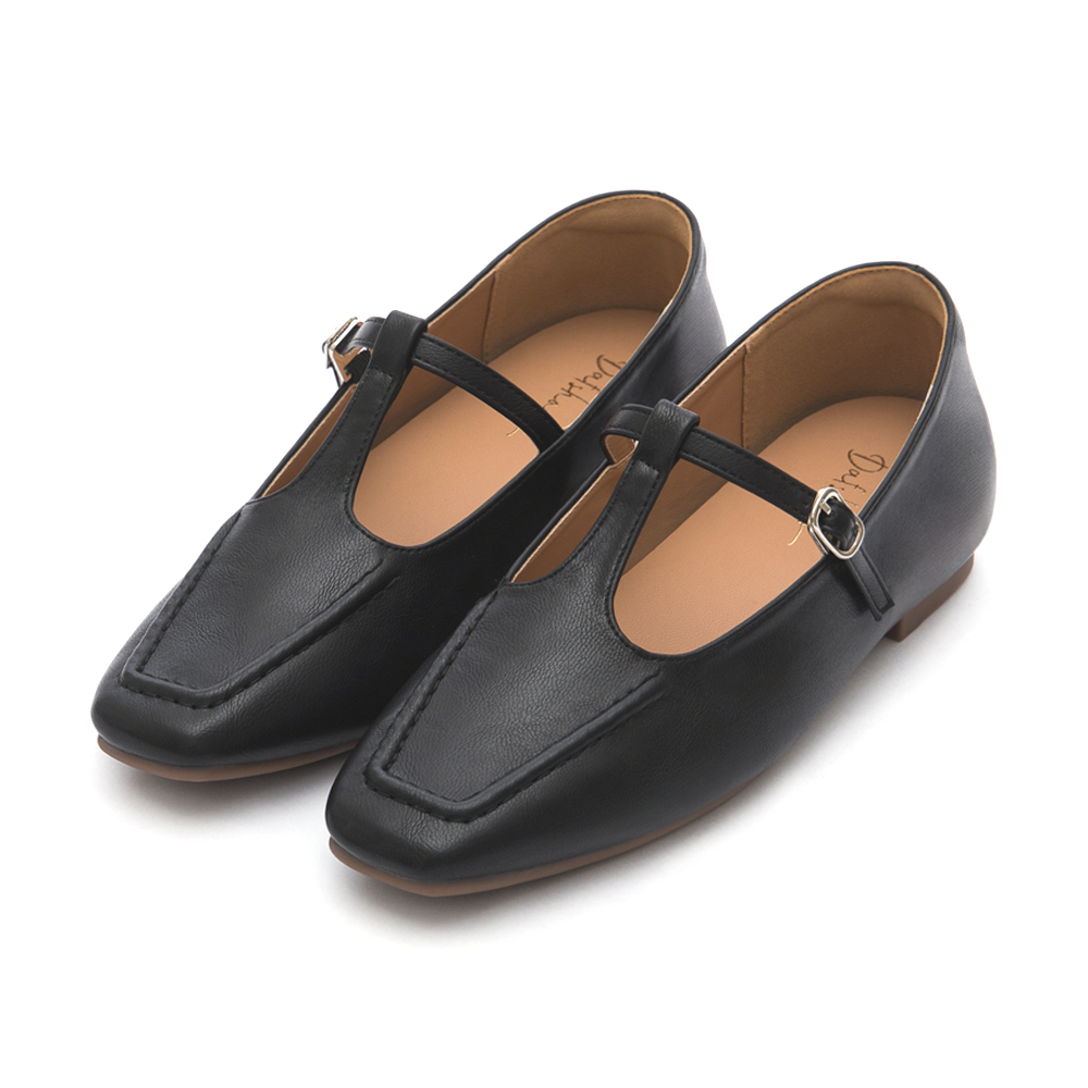 T-Strap Flat Mary Jane Shoes Black