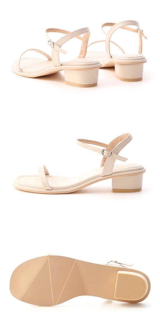 Single band Low Heel Sandals French Vanilla White