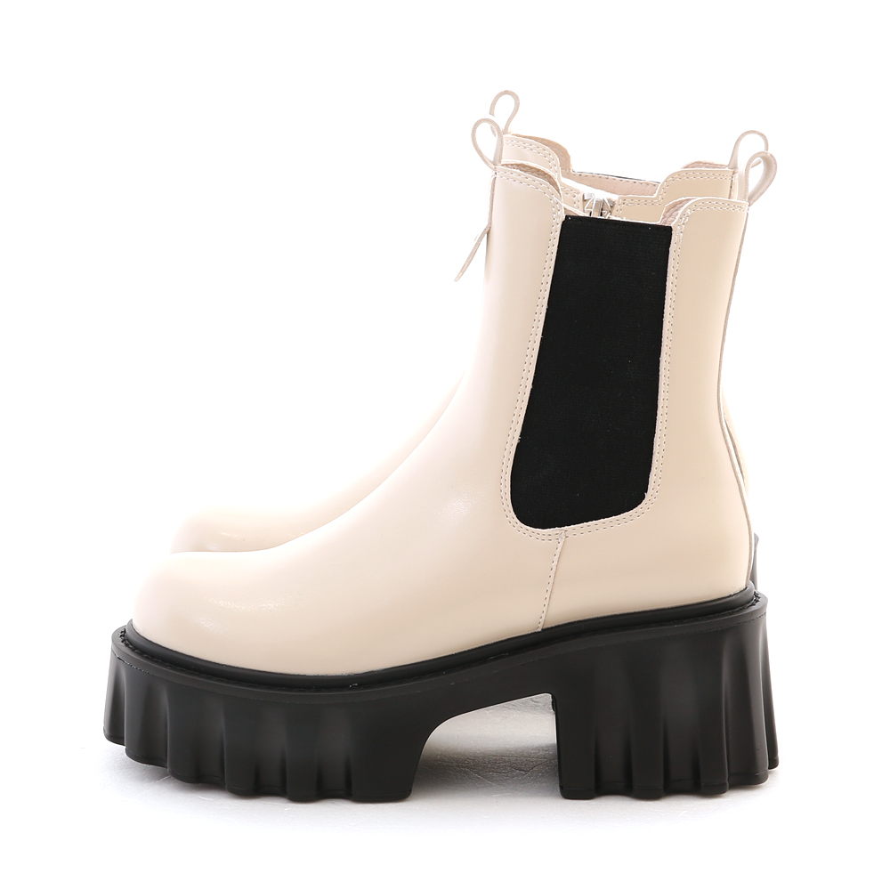 Zig-Zag Chunky Platform Chelsea Boots Vanilla │ D+AF Official