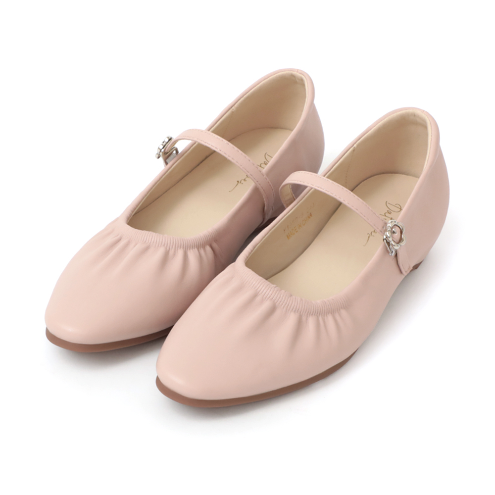 Hidden Wedge Ruched Mary Jane Shoes Pink