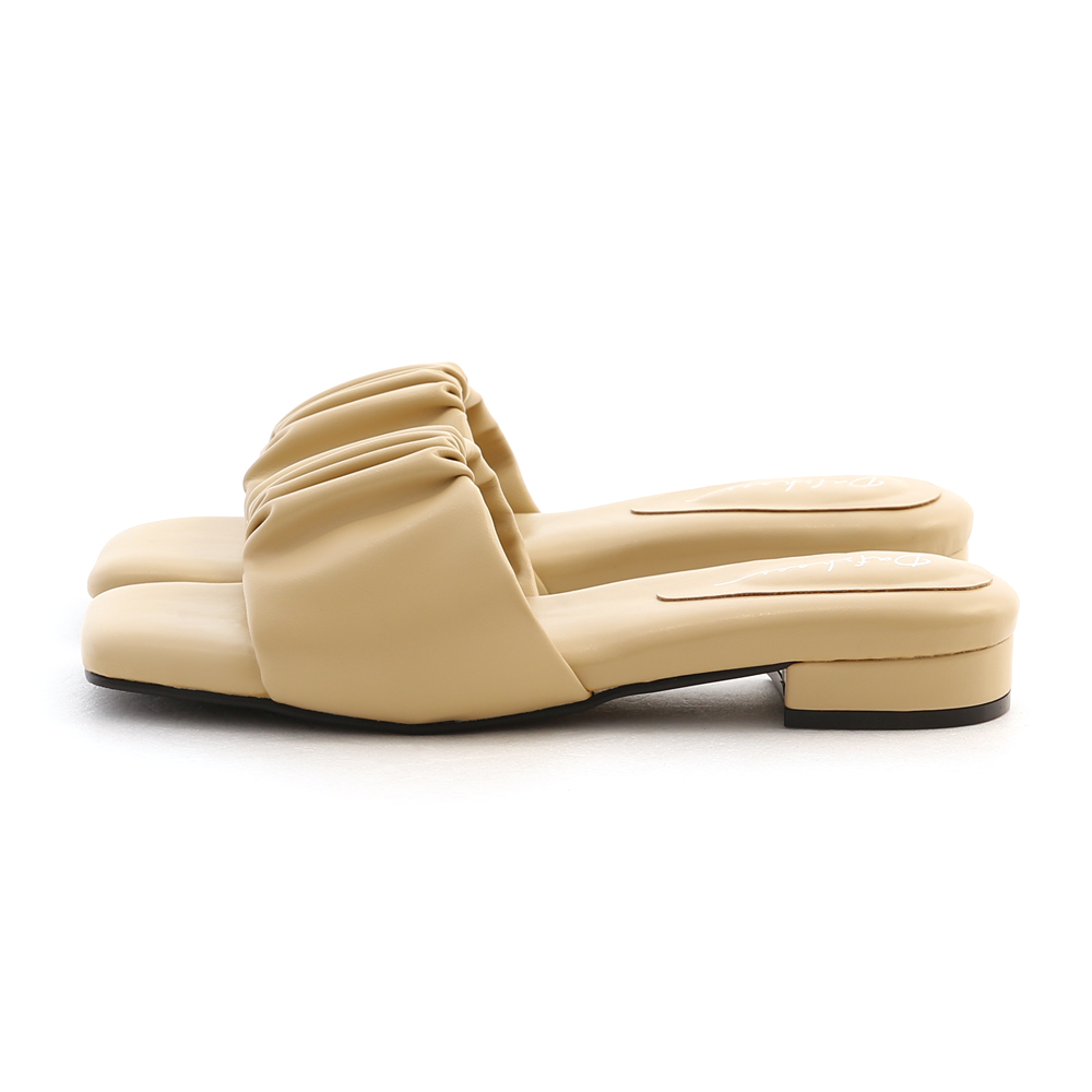 Ruched Puffy Cushioned Sandals Yellow