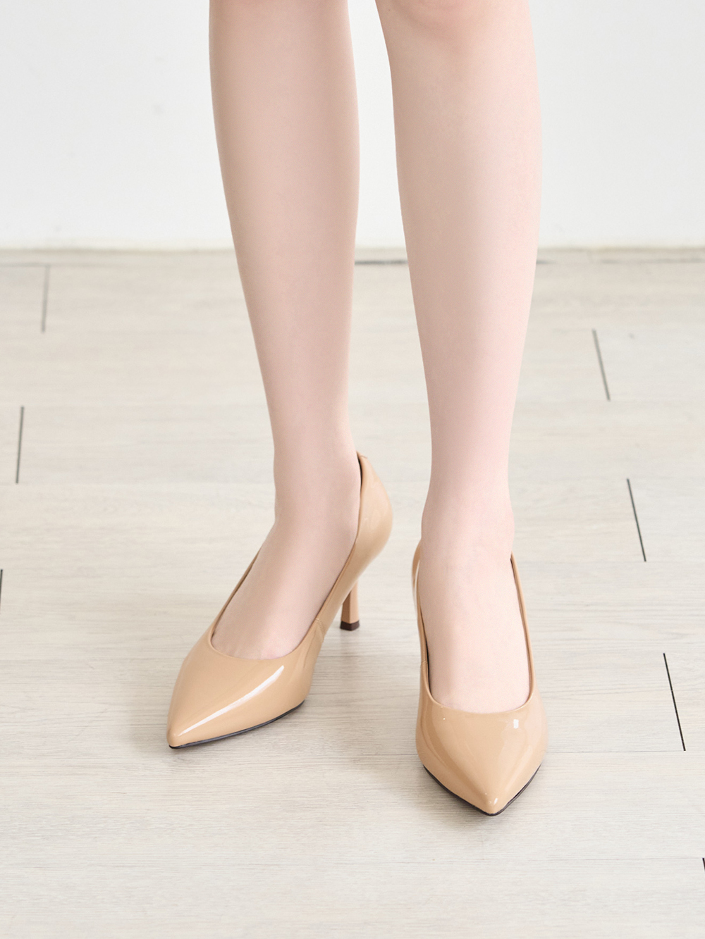 【真皮系列】6.5cm全能氣墊真皮高跟鞋 裸膚杏