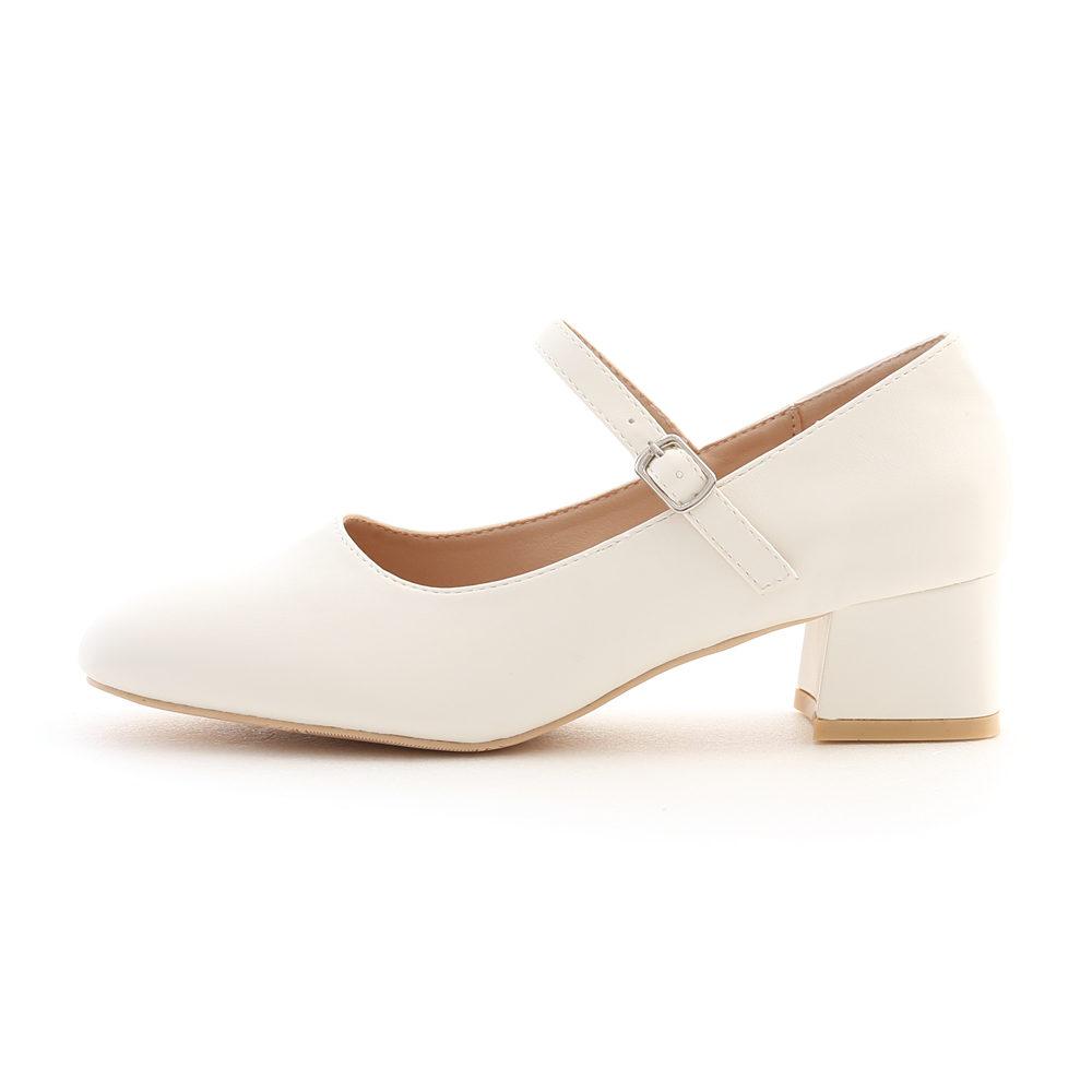 Heeled Mary Jane Shoes White