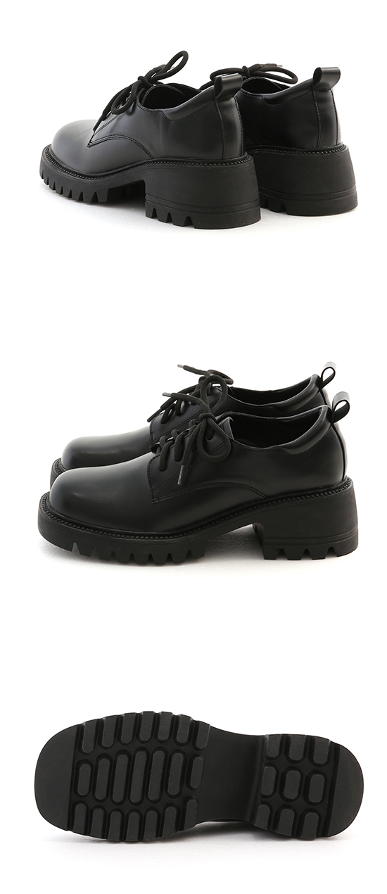 Platform Lace-up Derby Shoes Black