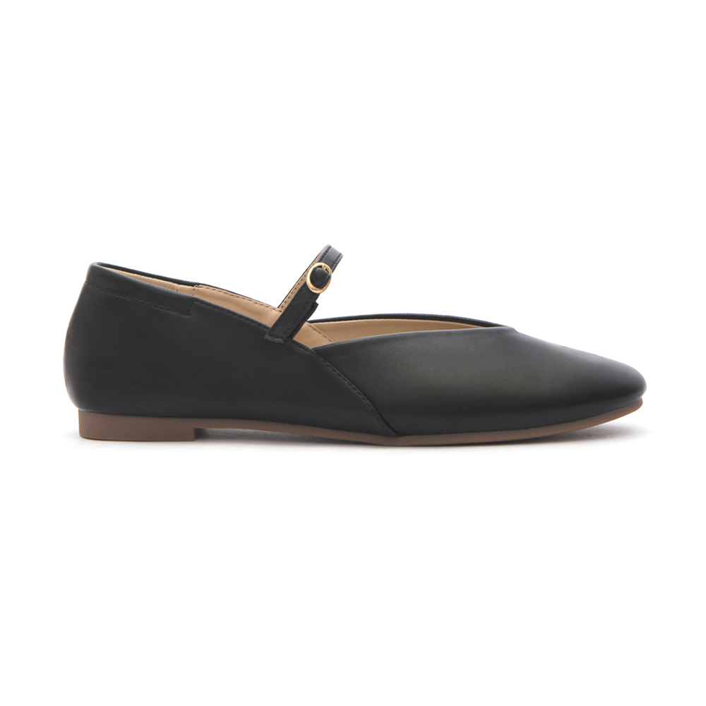 V-Cut Flat Mary Jane Shoes Black