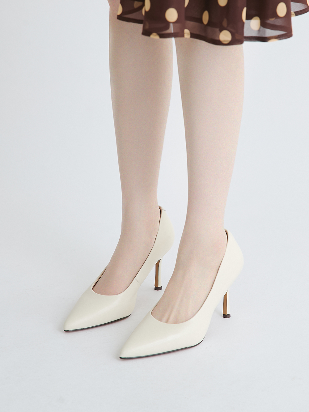 【真皮系列】8.5cm全能氣墊真皮高跟鞋 人氣白