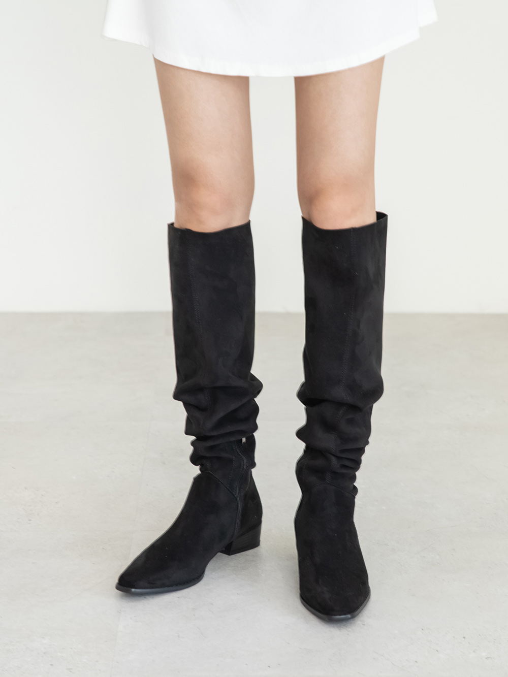 慵懶嬉皮西部堆堆長靴 黑色