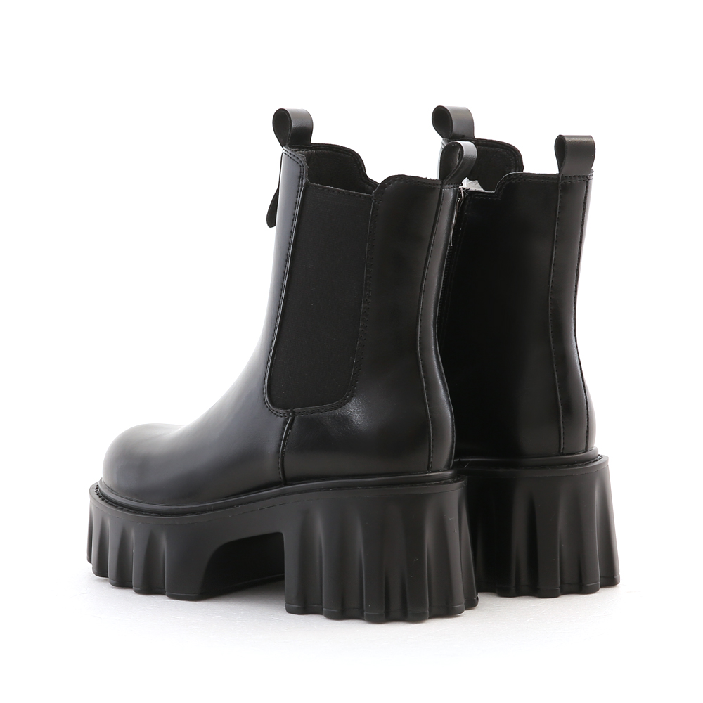 Zig-Zag Chunky Platform Chelsea Boots Black