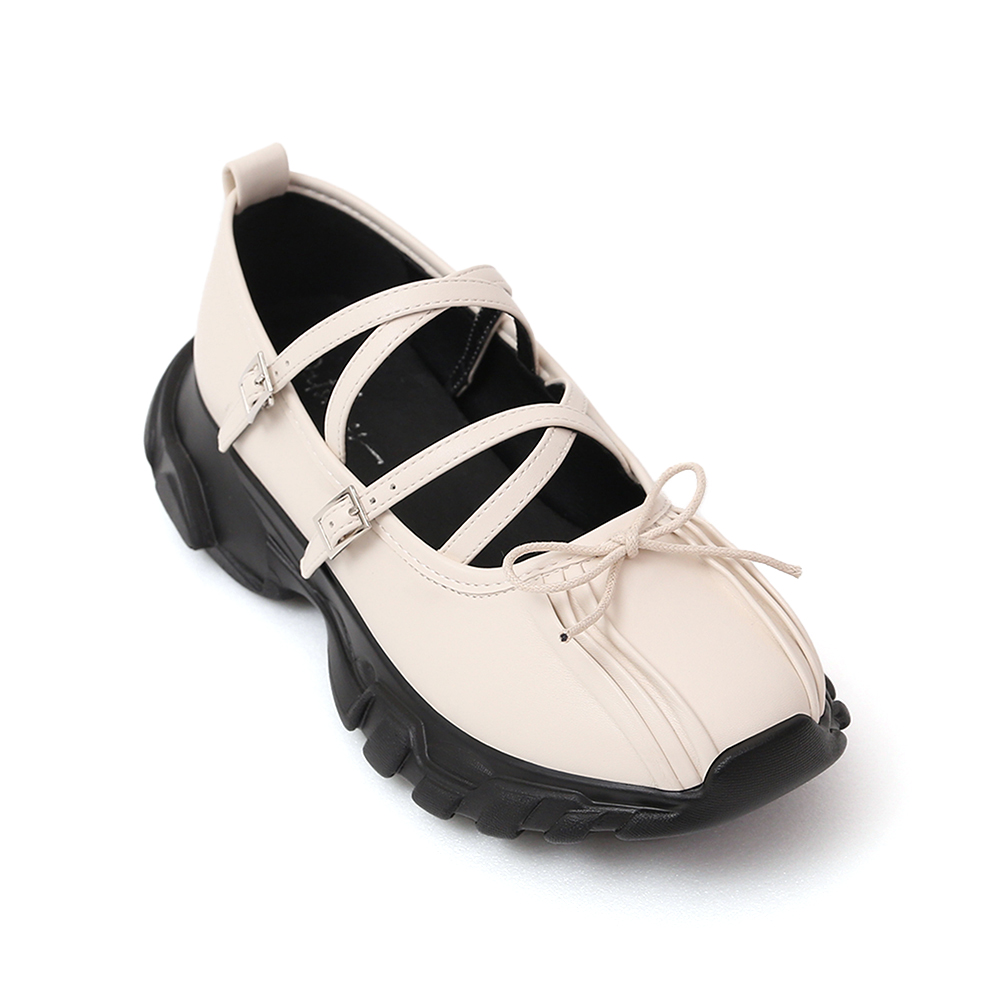 活力芭蕾．蝴蝶結交叉帶瑪莉珍運動鞋 香草米