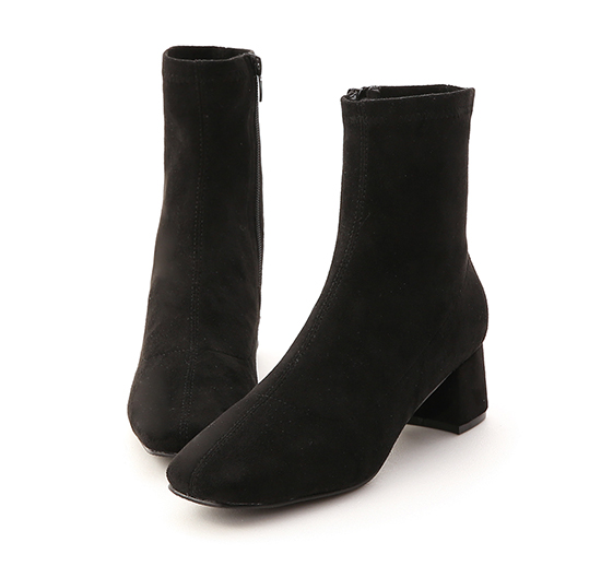 Square Toe Sock Boots Textured black