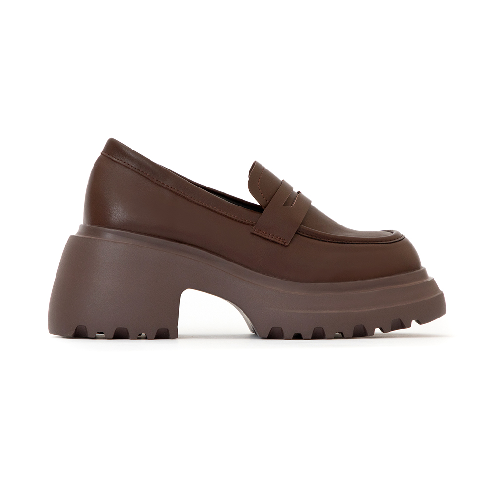 學霸女神增高加厚底樂福鞋 咖啡