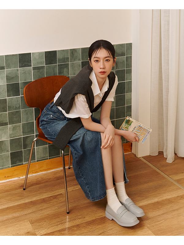 通勤好穿Q軟可後踩樂福鞋 冰河藍