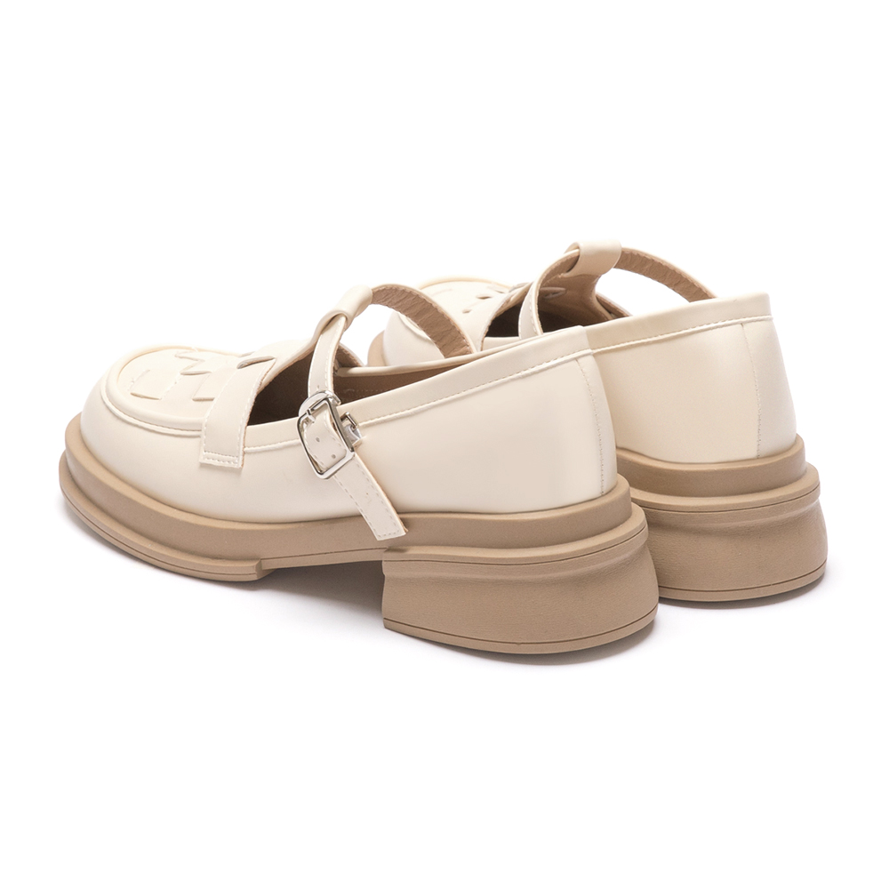 日系女孩．格子編織T字低跟瑪莉珍鞋 香草米