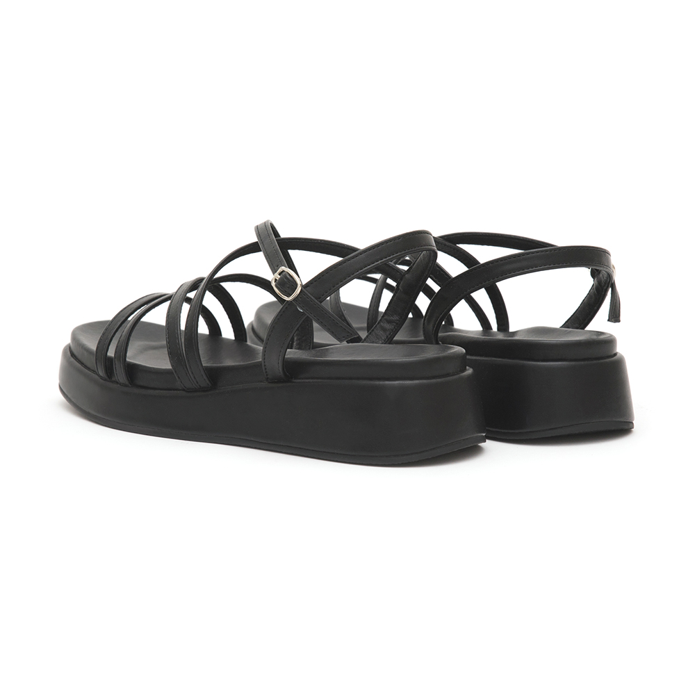 Cross-Strap Thick Sole Sandals Black