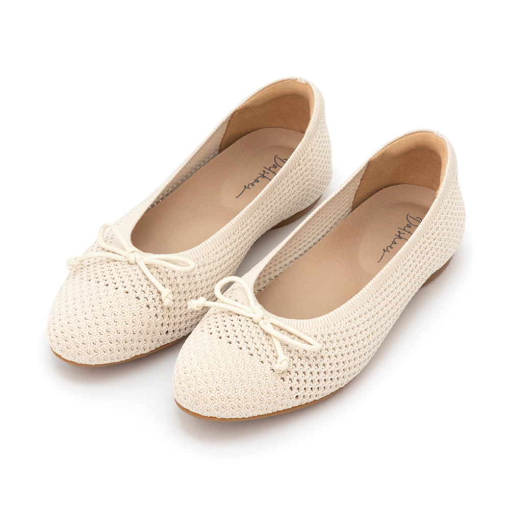 【3D零感雲織鞋】蝴蝶結圓頭芭蕾娃娃鞋 香草米