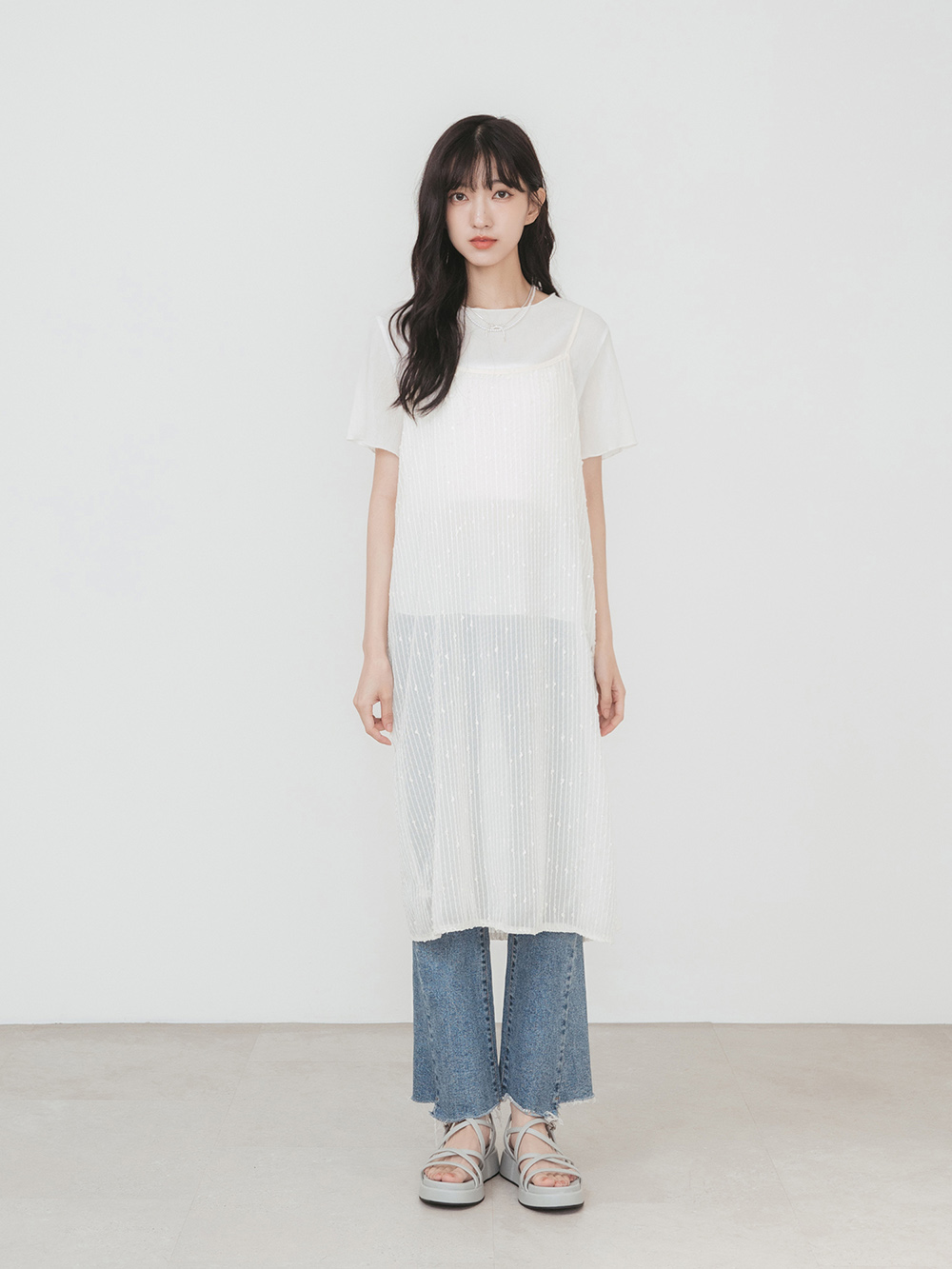 夏日樂園交叉細帶厚底涼鞋 冰河藍