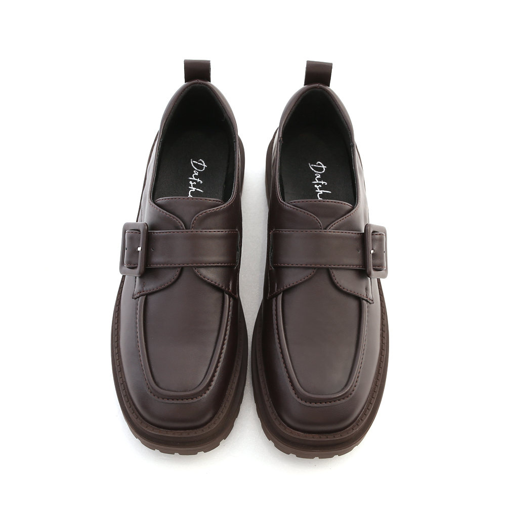 Big Buckle Chunky Sole Loafers Dark Brown