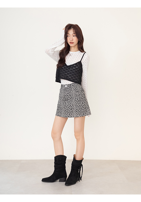 吉普賽流蘇小V口牛仔短靴 黑色