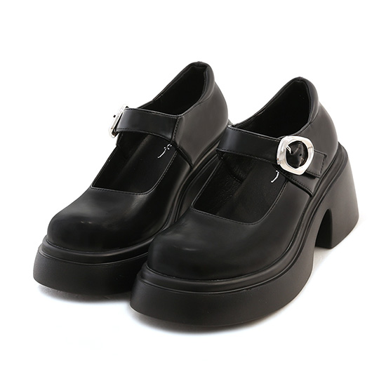 Lightweight Thick Sole Buckle Mary Jane Shoes Black