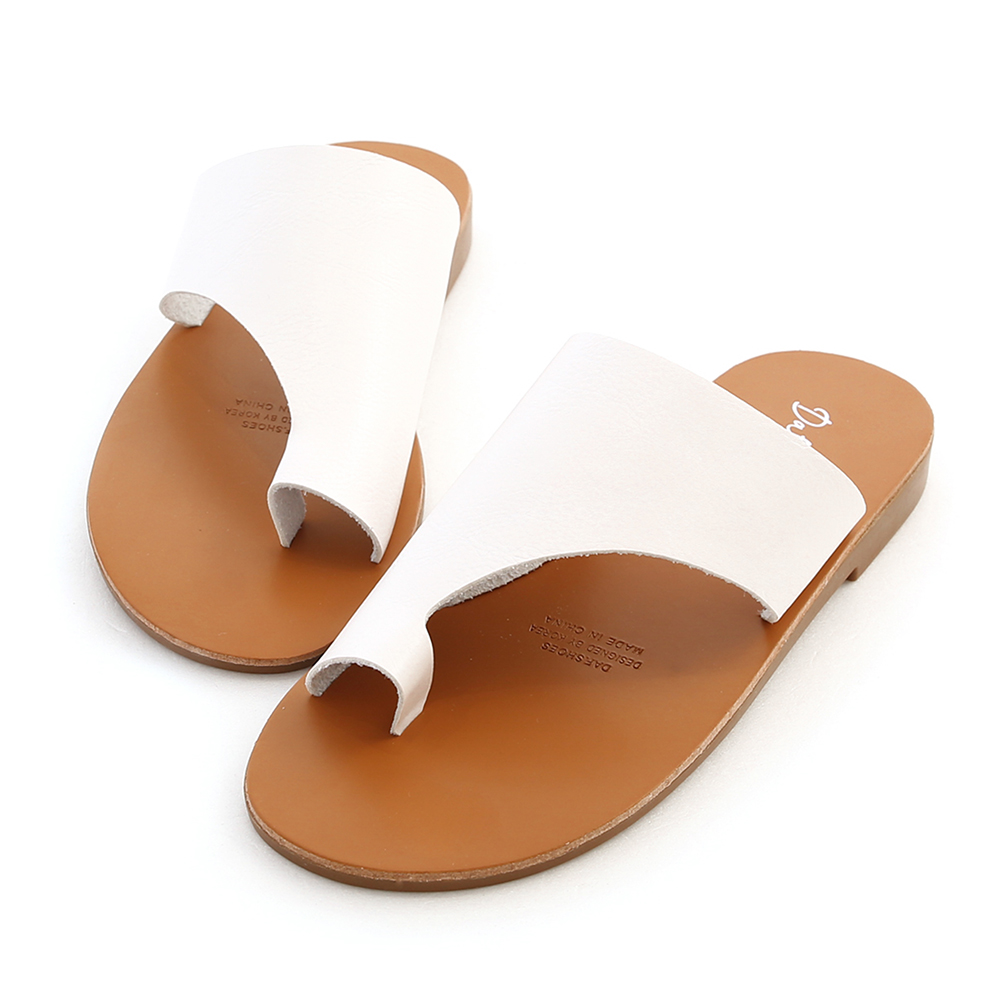 Soft Leather Slip-On Flat Sandals White