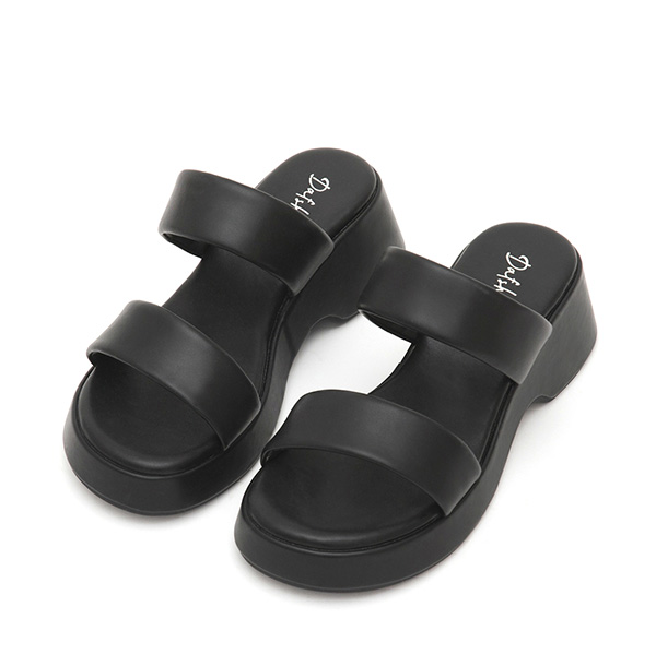 Double-Strap Platform Sandals Black