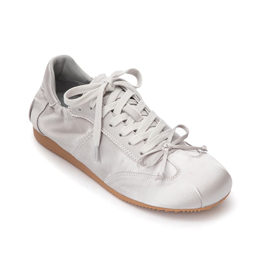 絲絨光感綁帶芭蕾風休閒鞋 灰色