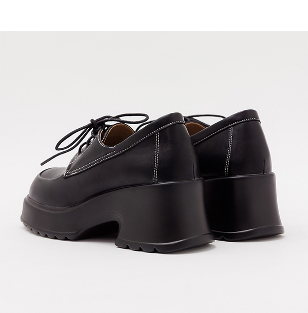 Preppy Style Lightweight Lace-up Derby Shoes Black