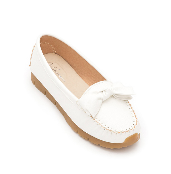 MIT Bow Platform Moccasins White