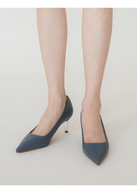 Plain Pointed Toe 6cm High-Heels 靛藍色
