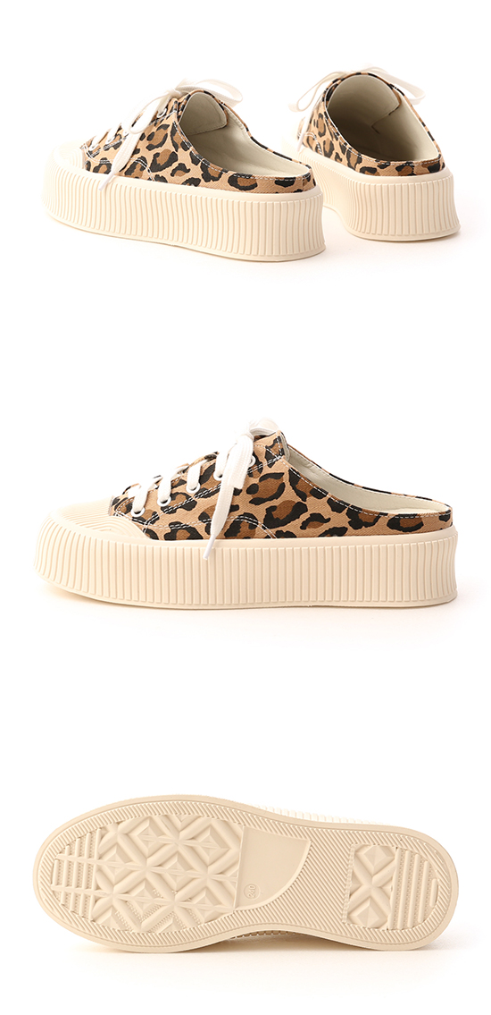 Thick Sole Canvas Mules Sneakers Leopard print