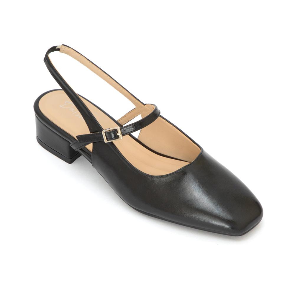 粉彩春日4D氣墊後空低跟鞋 黑