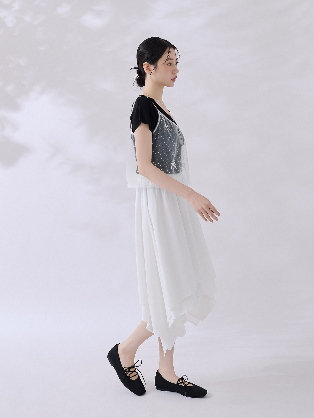 【3D零感雲織鞋3.0】多穿法綁帶芭蕾娃娃鞋 時尚黑