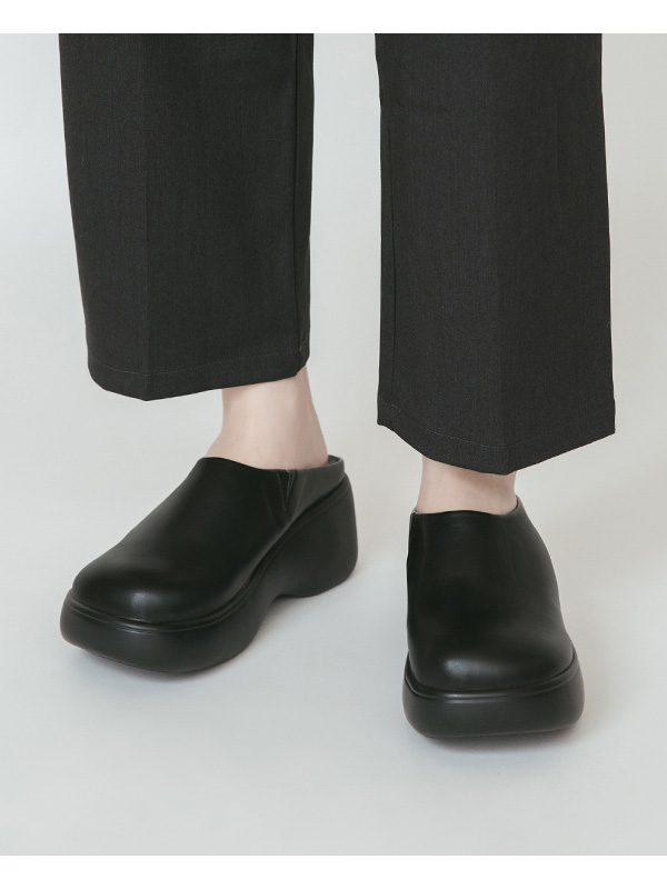 Plain Lightweight Thick Sole Mules Black