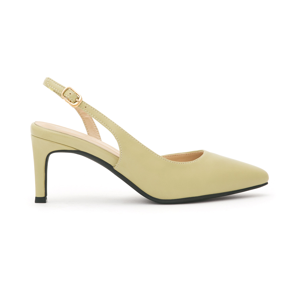 Elegant Pointed-Toe Slingback Heels Avocado Green