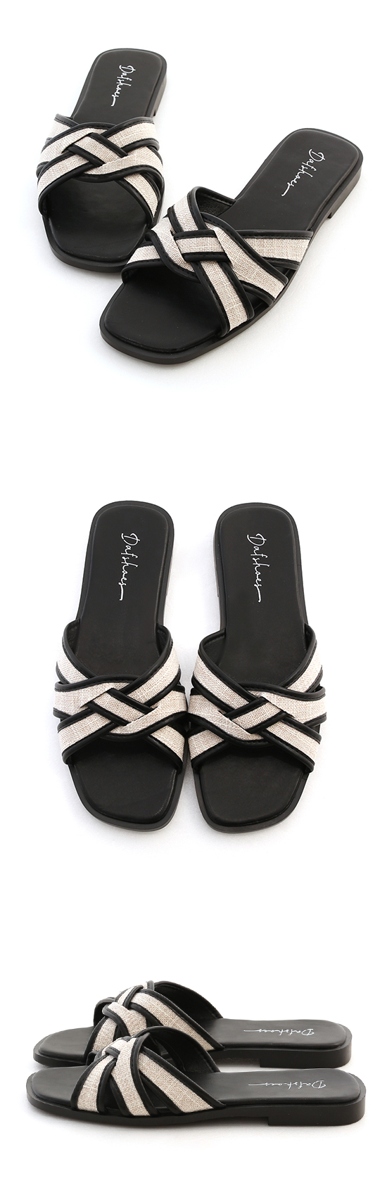 Woven Flat Sandals Black