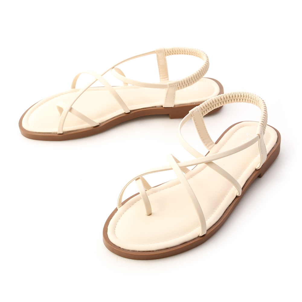 Cross Straps Cushioned Sandals French Vanilla White