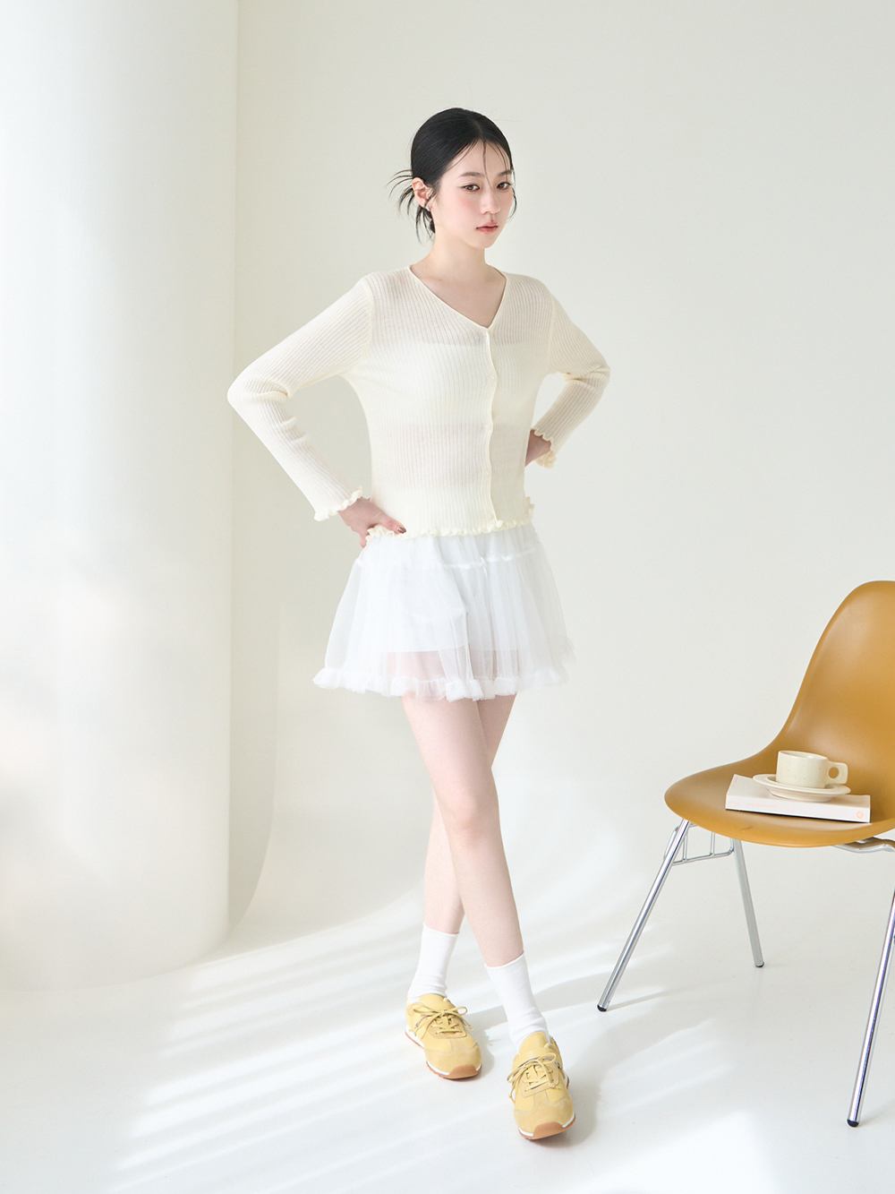 粉彩系列OK繃貼真皮休閒鞋 黃色