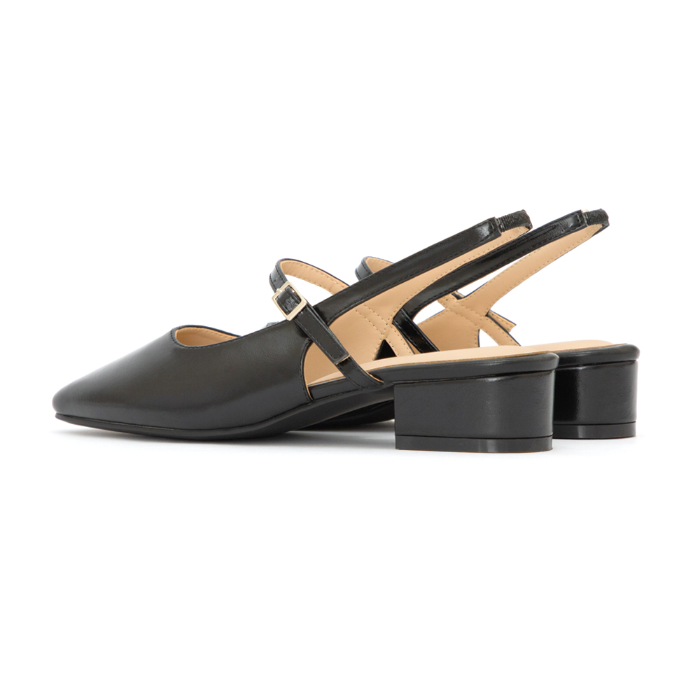 粉彩春日4D氣墊後空低跟鞋 黑