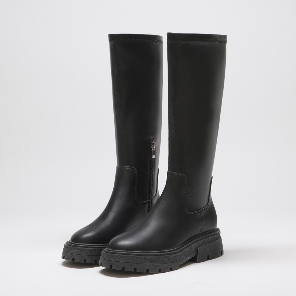 Plain Fitting Slimming Tall Boots Black